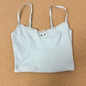 Colsie Light Blue Lace Trim Crop Top